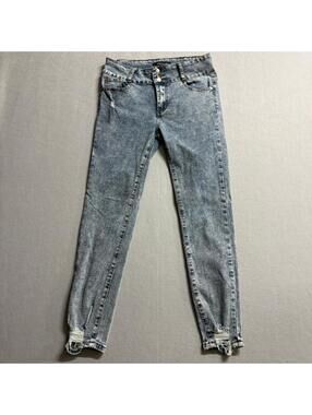 Between Us Skinny Jeans Womens Size 11 Blue Acid Wash Distressed High Rise